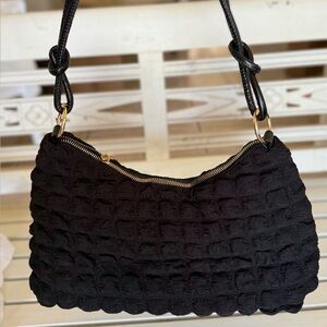 Black Textured Shoulder Bag M104